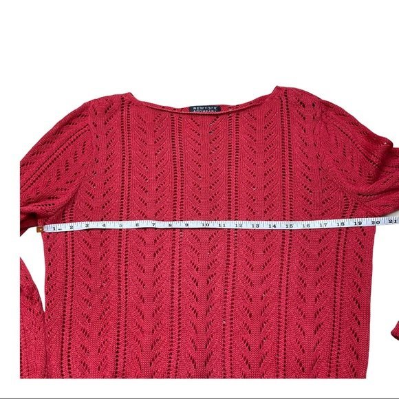 New York & Company Ramie & Cotton Blend Red Brick Knit Sweater Size‎ L - Picture 6 of 11